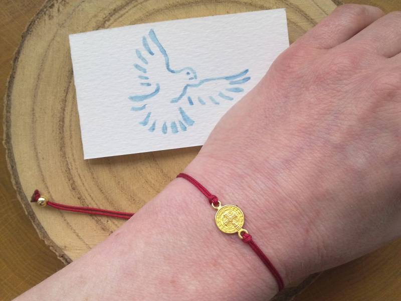 Makramee Armband, Heilig Kreuz Jesus, Personalisierbar Benutzerdefiniert, Kommunion, Konfirmation, Glücksbringer, Talisman von PinselzauberDE