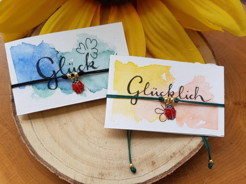 Makramee Armband Marienkäfer, Personalisierbar, Benutzerdefiniert, Glücksbringer Talisman von PinselzauberDE