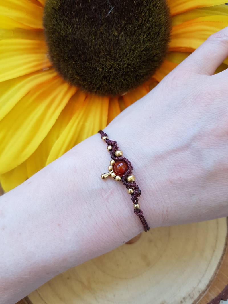 Makramee Armband Oder Fußkettchen Mit Chakra Steinen, Personalisiert, Benutzerdefiniert, Handgefertigt von PinselzauberDE