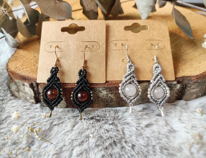 Handgemachte Makramee Ohrringe in Verschiedenen Mustern, Formen Und Variationen - 925 Sterling Silber Oder Vergoldet von Pinselzauberwelt1