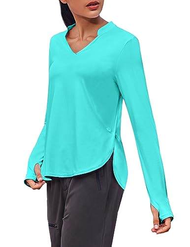 PINSPARK Damen Leichte Laufshirt Langarm Fitness Yoga Sportshirt für Yoga Fitness Gym Workout Radfahren Jogging Keramikgrün XXL von PINSPARK