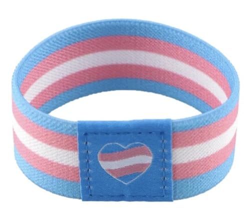 Pinstant Transgender Trans LGBTQ Pride Rights Flag Gay Lesben Queer Rainbow LGBTQ 18 cm Reversible Stretch Wristband Wristband Bracelet Elastic Strap von Pinstant