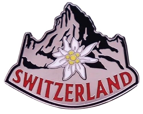 Schweiz Schweizer Alpen Edelweiss Bergblume 3,0 cm Revers Emaille Pin Anstecker 3,0 cm breit Emaille von Pinstant