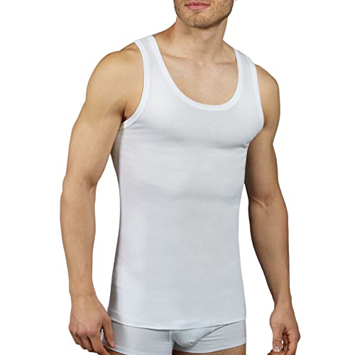 Pinuccio Venegoni Set 3 Tanktops für Herren, aus 100 % Baumwolle, Markerisierte Baumwolle, Tanktop für Herren, breite Schulter, Unterwäsche, Weiß, Herren, Schwarz, Rudergerät, Large von Pinuccio Venegoni