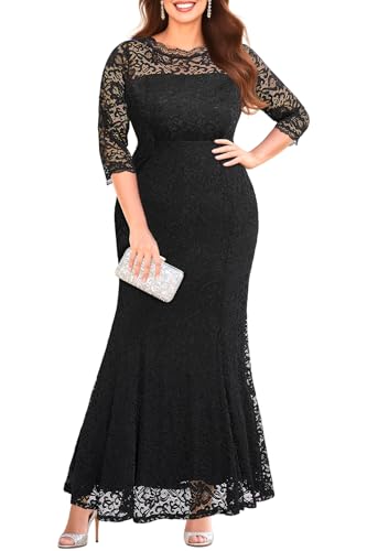Brautkleid in Übergröße – formelles Abendkleid, Party, Spitze, Meerjungfrauenkleider, Schwarz, 52 Mehr von Pinup Fashion