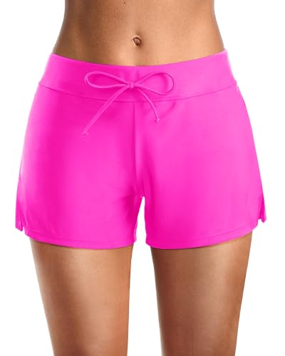 Pinup Fashion Badeshorts für Damen, Strandhose, Bademode, Tankini, Boy-Shorts, Boardshort mit Futter, Pink, S von Pinup Fashion