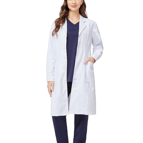 Pioleackflew Laborkittel Damen - Laborkittel Baumwolle Weißer Arbeitskittel Kittel Langarm Laborkittel f (XL) von Pioleackflew