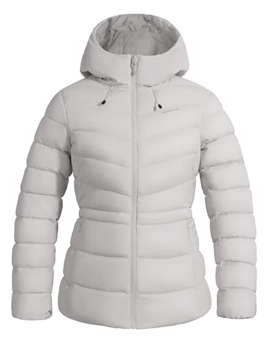 Damen Daunenjacke Warme Winterjacke Leichte Steppjacke Pufferjacke Wintermante Kapuzenjacke mit Kapuz Grau M von Pioneer Camp