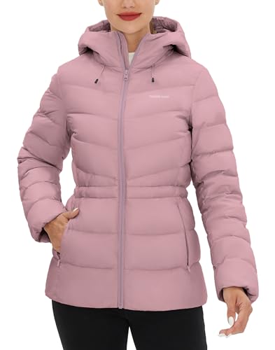 Damen Daunenjacke Warme Winterjacke Leichte Steppjacke Pufferjacke Wintermante Kapuzenjacke mit Kapuz Rosa XXL von Pioneer Camp