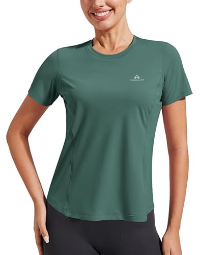 Damen Sportshirt Schnelltrocknend UPF50+ Oberteile Sommer Für Frauen UV Sport Shirt Kurzarm Atmungsaktiv Yoga Shirt Leichte Top Dark Green XXL Damen Sportshirt Schnelltrocknend UPF50+ Oberteile Sommer Für Frauen UV Sport Shirt Kurzarm Atmungsaktiv Yoga Shirt Leichte Top Dark Green XXL von Pioneer Camp