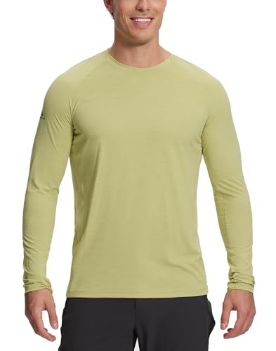 Herren Langarmshirt T-Shirts, Schnelltrocknend Longsleeve Atmungsaktiv Sport Funktionsshirt, Komfort Casual Base Layer Tops(Tender Yellow;M) von Pioneer Camp