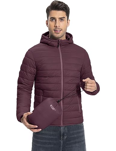 Herren Leichte Steppjacke Daunenjacken-Optik Übergangsjacke Outdoor Winterjacke mit 6 Taschen Weinrot M von Pioneer Camp