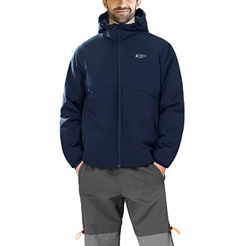 Herren Winterjacke Warm 3M Thinsulate Wintermantel Herren mit Kapuze Wasserdichte und Windabweisende Isolierung Outdoor Herren Steppjacke Navy Blau M von Pioneer Camp