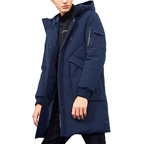 Herren Winterjacke Warm Lang Warme Atmungsaktiv Jacken Outdoor Coat mit Kapuze Dunkelblau M von Pioneer Camp