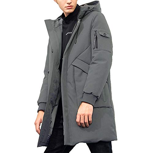 Herren Winterjacke Warm Lang Warme Atmungsaktiv Jacken Outdoor Coat mit Kapuze Grau L von Pioneer Camp