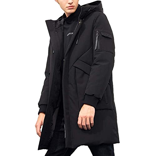 Herren Winterjacke Warm Lang Warme Atmungsaktiv Jacken Outdoor Coat mit Kapuze Schwarz XXL von Pioneer Camp