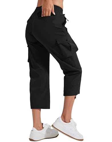 Pioneer Camp Caprihose Damen 3/4 Sommerhose Leicht Casual Wanderhose Comfy Elastischer Bund Outdoor Hosen mit 6 Taschen Schwarz L Pioneer Camp Caprihose Damen 3/4 Sommerhose Leicht Casual Wanderhose Comfy Elastischer Bund Outdoor Hosen mit 6 Taschen Schwarz L von Pioneer Camp