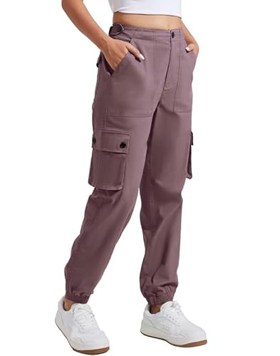Pioneer Camp Cargohose Damen Lang Wanderhose für Frauen Strapazierfähig Cargo Hosen Verstellbarer Bund Outdoor Jogginghosen mit 6 Taschen Dunkelrot XXL von Pioneer Camp