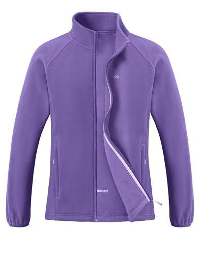 Pioneer Camp Damen Fleecejacke Leichte Fleece Jacket Reißverschluss Stehkragen Winter Warme Jacke Antistatische Sweatjacke mit Taschen Dämmerung Violett XXL von Pioneer Camp