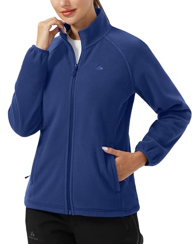 Pioneer Camp Damen Fleecejacke Leichte Fleece Jacket Reißverschluss Stehkragen Winter Warme Jacke Antistatische Sweatjacke mit Taschen Dunkelblau S von Pioneer Camp