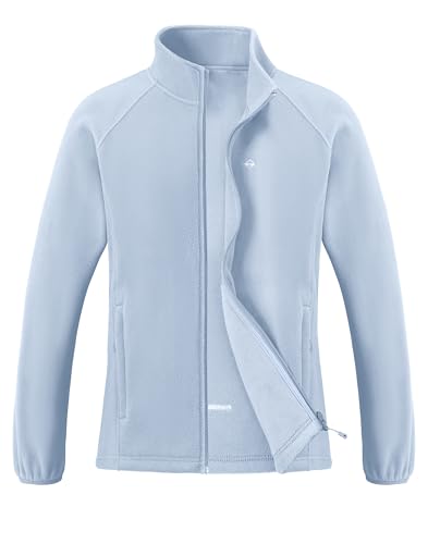 Pioneer Camp Damen Fleecejacke Leichte Fleece Jacket Reißverschluss Stehkragen Winter Warme Jacke Antistatische Sweatjacke mit Taschen Hellblau S von Pioneer Camp