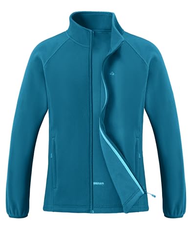 Pioneer Camp Damen Fleecejacke Leichte Fleece Jacket Reißverschluss Stehkragen Winter Warme Jacke Antistatische Sweatjacke mit Taschen Pfauenblau L von Pioneer Camp