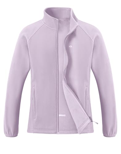 Pioneer Camp Damen Fleecejacke Leichte Fleece Jacket Reißverschluss Stehkragen Winter Warme Jacke Antistatische Sweatjacke mit Taschen Rosa Grau XXL von Pioneer Camp