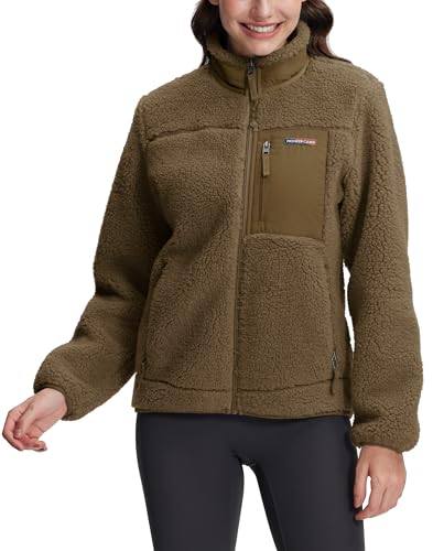 Pioneer Camp Damen Fleecejacke Winter 550g Extra Warm, Winddicht, Stehkragen - Für Skifahren, Wandern, Klettern (Outdoor) - Ohne Kapuze(Autumn Maple;M) von Pioneer Camp