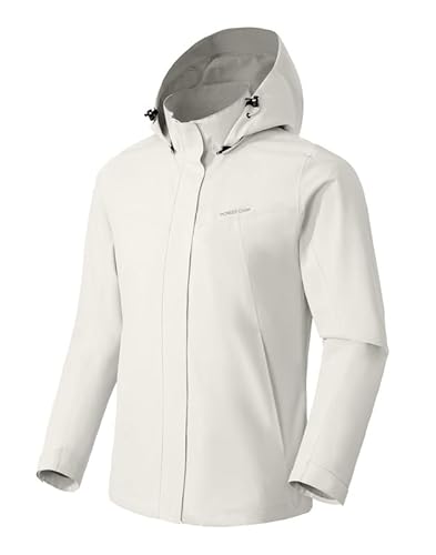 Pioneer Camp Damen Regenjacke Wasserdicht Leicht Atmungsaktive Windbreaker Winddichte Outdoorjacke mit Abnehmbarer Kapuze Beige Aprikose S von Pioneer Camp