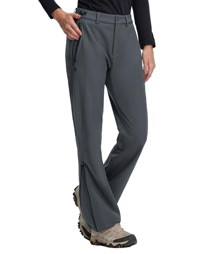 Pioneer Camp Damen Skihose Outdoorhose Wasserdicht Winddichte Softshellhose Warme Gefütterte Trekkinghose Winter Thermohose Wanderhose (Dark Grey;S) von Pioneer Camp