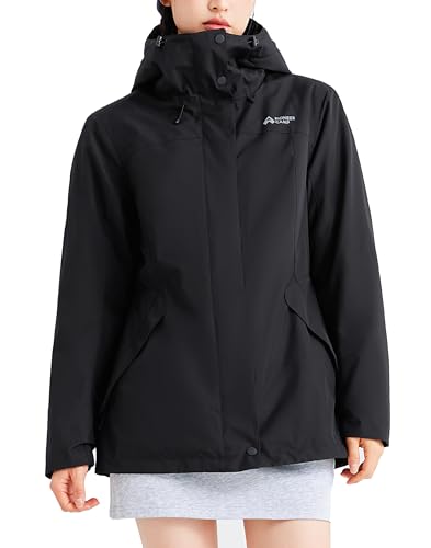 Pioneer Camp Winterjacke Damen Wasserdicht & Winddicht mit Kapuze Übergangsjacke, Teddyjack Gefütterte Warme Outdoorjacken, Funktionsjacke Wanderjacke in Schlanker Passform für Herbst Winter Outdoor von Pioneer Camp