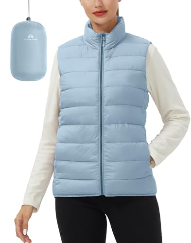 Pioneer Camp Damen Weste Leicht Stehkragen Steppweste Winter Ärmellos Warm Winterweste mit Reissverschluss und Taschen Eisblau M von Pioneer Camp