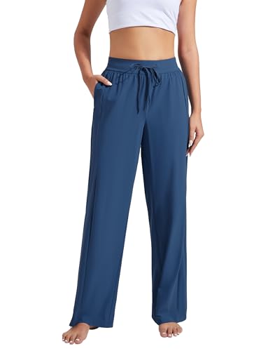 Pioneer Camp Freizeithose Damen Leichte Weite Hose mit Sonnenschutz UPF100+, Sporthose Lang mit Stretchbund & Kordel, Taschen für Handy, Locker & Kühlend（Navy；L） von Pioneer Camp