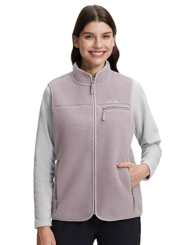 Pioneer Camp Funktionelle Fleece-Weste für Damen – Atmungsaktiv, Wärmend mit Elastischen Bündchen & Seitentaschen, Herbst bis Winter(Light Purple;M) von Pioneer Camp