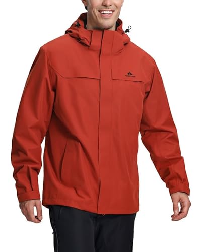 Pioneer Camp Hardshelljacke Herren Atmungsaktiv Regenjacke Wasserdicht Outdoorjacke mit Verstellbaren BüNdchen für Trekking（Vermilion Red;M von Pioneer Camp