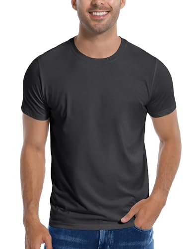 Pioneer Camp Herren Bambus-T-Shirt, ultraweich, weiß, einfarbig, T-Shirts für Herren, kühlender Rundhalsausschnitt, lässiges Basic-T-Shirt, A-dark grey, L von Pioneer Camp