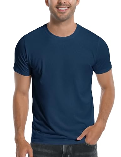 Pioneer Camp Herren Bambus-T-Shirt, ultraweich, weiß, einfarbig, T-Shirts für Herren, kühlender Rundhalsausschnitt, lässiges Basic-T-Shirt, A-navy blau, XX-Large von Pioneer Camp