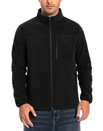 Pioneer Camp Herren Fleecejacke Full Zip Outdoor Polar Leicht Winddicht Jacke mit Reißverschluss Schwarz XL von Pioneer Camp