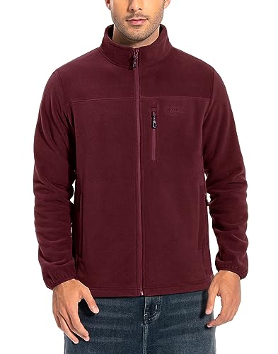 Pioneer Camp Herren Fleecejacke Full Zip Outdoor Polar Leicht Winddicht Jacke mit Reißverschluss Weinrot M von Pioneer Camp