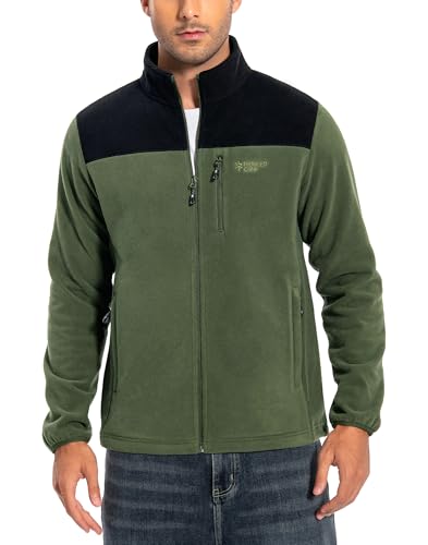Pioneer Camp Herren Fleecejacke Full Zip Outdoor Polar Leicht Winddicht Jacke mit Reißverschluss Armee Grün L von Pioneer Camp