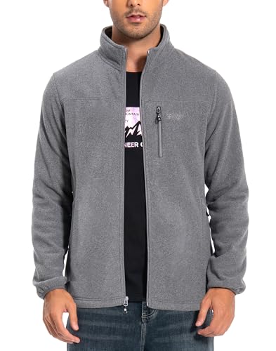 Pioneer Camp Herren Fleecejacke Full Zip Outdoor Polar Leicht Winddicht Jacke mit Reißverschluss Hellgrau XXL von Pioneer Camp