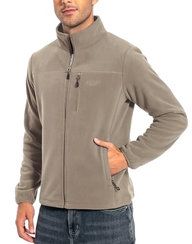 Pioneer Camp Herren Fleecejacke Full Zip Outdoor Polar Leicht Winddicht Jacke mit Reißverschluss Khaki M von Pioneer Camp