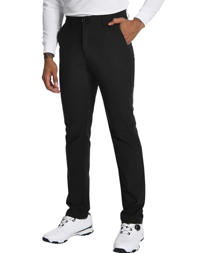 Pioneer Camp Herren Golfhose Stretch Atmungsaktiv Elastischer Bund Lang Golf Pants mit Funktionelle Taschen Schwarz Black Größe:36 von Pioneer Camp