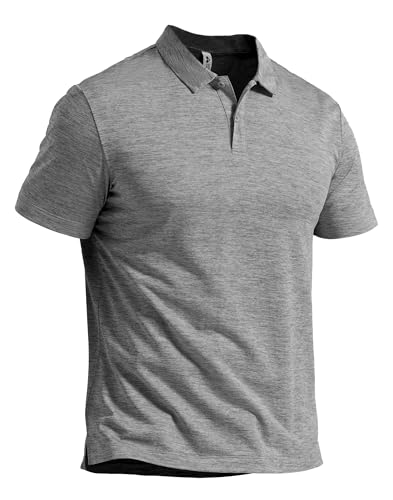 Pioneer Camp Sport Polohemd für Herren - Schnelltrocknend & Dehnbar (4-Wege Stretch) - Elegante Button-Down Kragen - UV-Schutz 50+ - Fitness Golf Reisen(Grau/XXL) von Pioneer Camp
