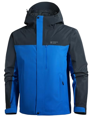 Pioneer Camp Herren Regenjacke Wasserdicht Atmungsaktiv Outdoor Jacke Mit Kapuze 4 Taschen Blau L von Pioneer Camp