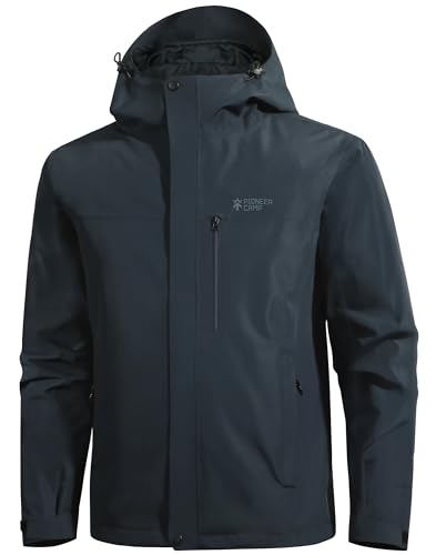 Pioneer Camp Herren Regenjacke Wasserdicht Atmungsaktiv Outdoor Jacke Mit Kapuze 4 Taschen Marine M von Pioneer Camp