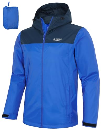 Pioneer Camp Herren Regenjacke Wasserdicht Atmungsaktiv Leichte Winddicht Windbreaker Outdoorjacke with Reißverschluss Taschen und Kapuze Blue L von Pioneer Camp