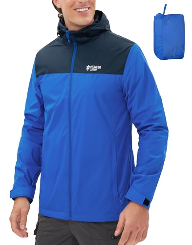 Pioneer Camp Herren Regenjacke Wasserdicht Atmungsaktiv Leichte Winddicht Windbreaker Outdoorjacke with Reißverschluss Taschen und Kapuze Blue S von Pioneer Camp