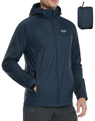 Pioneer Camp Herren Regenjacke Wasserdicht Atmungsaktiv Leichte Winddicht Windbreaker Outdoorjacke with Reißverschluss Taschen und Kapuze Dunkelblau M von Pioneer Camp