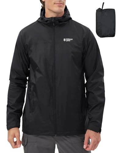 Pioneer Camp Herren Regenjacke Wasserdicht Atmungsaktiv Leichte Winddicht Windbreaker Outdoorjacke with Reißverschluss Taschen und Kapuze Schwarz S von Pioneer Camp